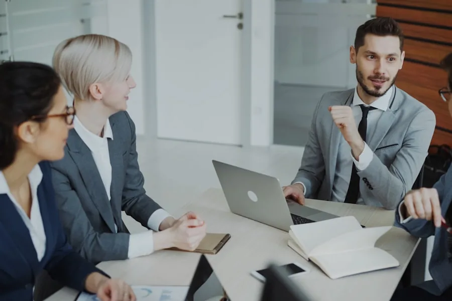The Querentia team collaborating in a modern office — the people behind every placement.